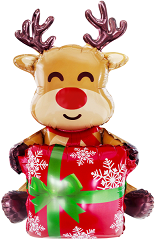 Шар 3D (23''/58 см) Фигура, Олень с подарком, 1 шт. в уп.