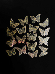 Наклейка 3D декоративные, Бабочки, Золото, Голография, 20 шт.