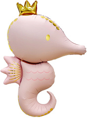 Шар (42''/107 см) Фигура, Морской конек, Светло-розовый, Сатин, 1 шт. в уп.