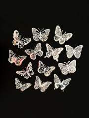 Наклейка 3D декоративные, Бабочки, Белый, Голография, 20 шт.
