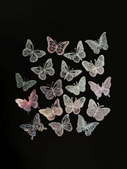 Наклейка 3D декоративные, Бабочки, Ассорти, Голография, 20 шт.