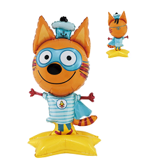 Шар 3D (48''/122 см) Фигура на подставке, Три Кота, Коржик, 1 шт. в уп.