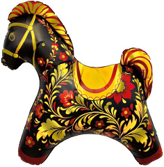 Шар (11''/28 см) Мини-фигура, Лошадка Золотая роспись, 1 шт.