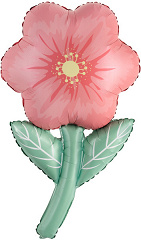 Шар (37"/94 см) Фигура, Цветок, Красный, Сатин, 1 шт. в уп.