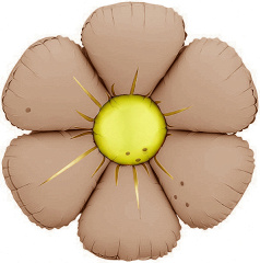 Шар (25''/64 см) Фигура, Цветок, Ромашка (надув воздухом), Латте, Сатин, 1 шт. в уп.