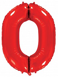 Ф Шар (40''/102 см) Цифра 0, Красный, 1 шт. в уп.