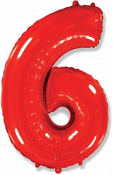 Ф Шар (40''/102 см) Цифра 6/9, Красный, 1 шт. в уп.