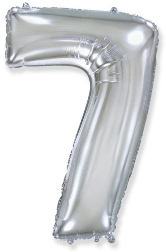 Ф Шар (40''/102 см) Цифра 7, Серебро, 1 шт. в уп.