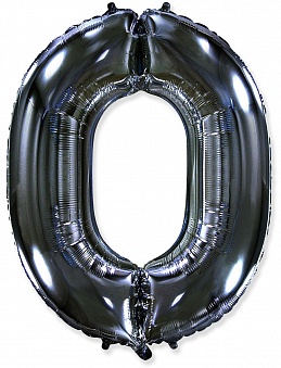 Ф Шар (40''/102 см) Цифра 0, Черный, 1 шт. в уп.