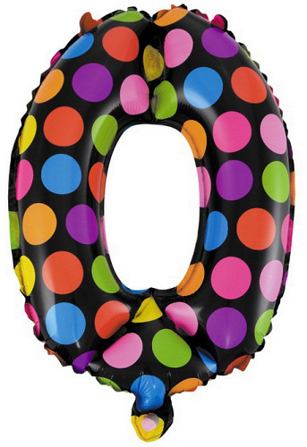 Шар (16''/41 см) Цифра 0, Супер Яркий, 1 шт.