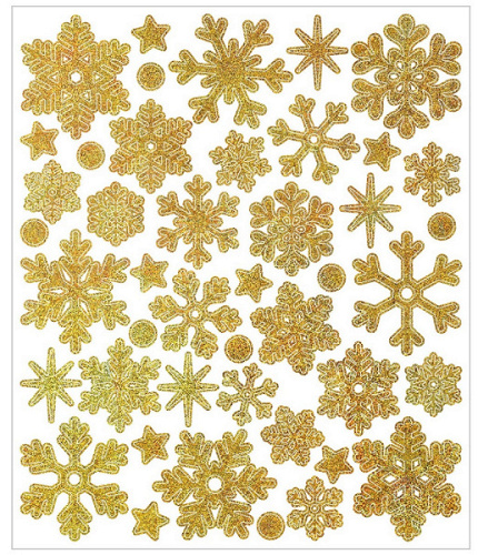 Наклейки "Снежинки", Золото, 1 шт.