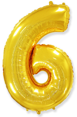 Ф Шар (40''/102 см) Цифра 6/9, Золото, 1 шт. в уп.