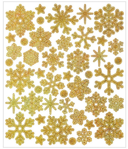 Наклейки "Снежинки", Золото, 1 шт.