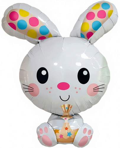 Шар (28"/71 см) Фигура, Зайчик, Веселые уши, 1 шт. в уп. (ОРР)