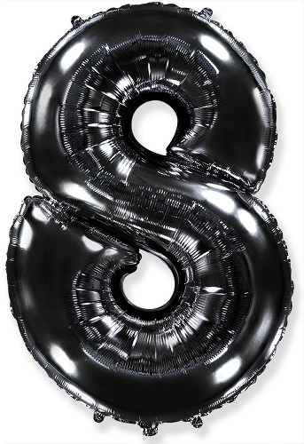 Ф Шар (40''/102 см) Цифра 8, Черный, 1 шт. в уп.