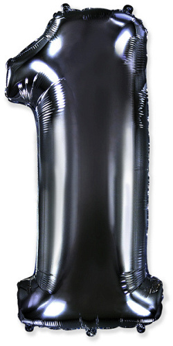 Ф Шар (40''/102 см) Цифра 1, Черный, 1 шт. в уп.