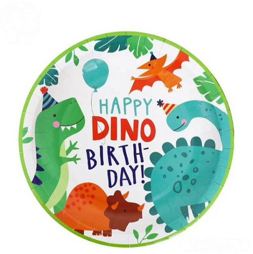 Тарелки (7''/18 см) Динозаврики, 10 шт.