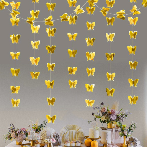 Гирлянда-подвеска, Бабочки, Золото, 200 см, 1 уп.