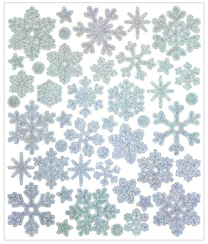 Наклейки "Снежинки", Серебро, 1 шт.