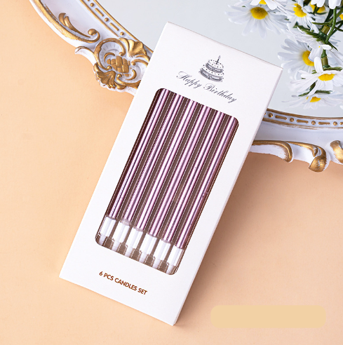 Свечи Розовый, 6 шт, с держат. 