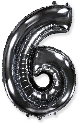 Ф Шар (40''/102 см) Цифра 6/9, Черный, 1 шт. в уп.
