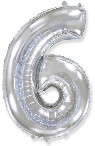 Ф Шар (40''/102 см) Цифра 6/9, Серебро, 1 шт. в уп.