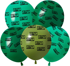 Шар (12''/30 см) Доллары, Ассорти, пастель, 5 ст, 25 шт.