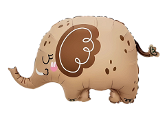 Шар (29''/74 см) Фигура, Слоник, Коричневый, Сатин, 1 шт. в уп.