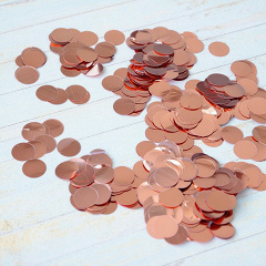 Конфетти для декора, Круги, Розовое Золото, Пластик, 1 см, 100 гр.