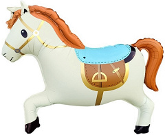 Шар (28"/71 см) Фигура, Лошадка (надув воздухом), Кремовый, Сатин, 1 шт. в уп.