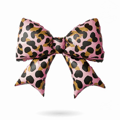 Шар (38"/97 см) Фигура, Бант, Леопард, Розовый, 1 шт. в уп.