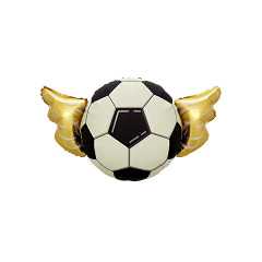 Шар (34"/86 см) Фигура, Футбольный мяч с крыльями, 1 шт. в уп.