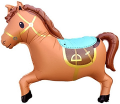 Шар (28"/71 см) Фигура, Лошадка (надув воздухом), Коричневый, Сатин, 1 шт. в уп.