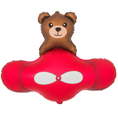 Шар (37"/94 см) Фигура, Мишка в красном самолёте, 1 шт. в уп.