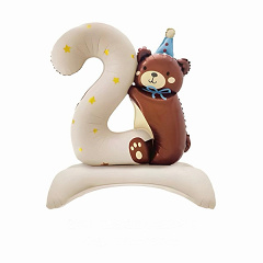 Шар 3D (38"/97 см) Фигура на подставке, Цифра 2, 1 шт. в уп.