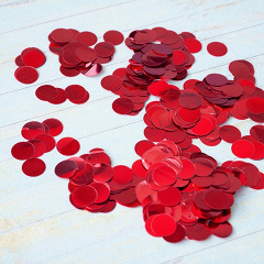 Конфетти для декора, Круги, Красный, Пластик, 1 см, 100 гр.