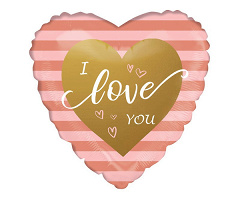 Шар (18''/46 см) Сердце, I Love you, Полосы, 1 шт.