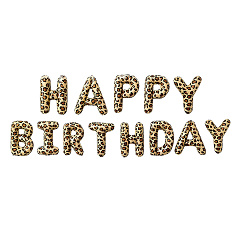 Набор шаров-букв (16''/41 см) Мини-Надпись "Happy Birthday", Леопард, 1 шт. в уп.