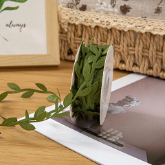 Лента декоративная (2,5 см*9 м) Листочки, Оливковый, 1 шт.