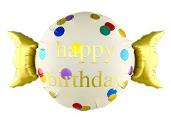 Шар (26"/66 см) Фигура, Конфета, Happy birthday, Сатин, 1 шт. в уп.