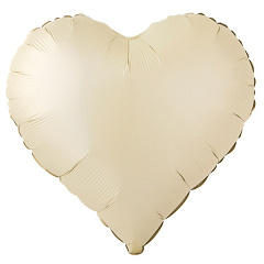 G Шар (18"/46 см) Сердце, Кремовый, Сатин, 1 шт.