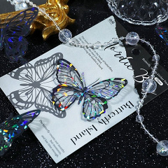 Наклейка 3D декоративные, Бабочки, Черный, Голография, 20 шт.