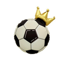 Шар (26"/66 см) Фигура, Футбольный мяч с короной, Сатин, 1 шт. в уп.