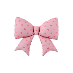 Шар (38"/97 см) Фигура, Бант, Розовый, Розовые сердечки, 1 шт. в уп.