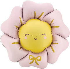 Шар (41''/104 см) Фигура, Цветок, Солнышко, Розовый, Сатин, 1 шт. в уп.