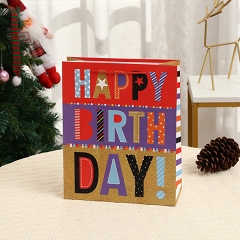 Пакет подарочный, Happy Birthday, Яркие буквы, 42*31*12 см, 1 шт.