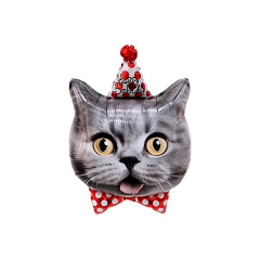 Шар (29''/74 см) Фигура, Серый котёнок, В колпаке, 1 шт. в уп.