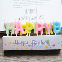Набор свечей Буквы, Happy Birthday, Макарунс, Ассорти, 7 см.