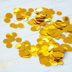 Конфетти для декора, Круги, Золото, Пластик, 1 см, 100 гр.