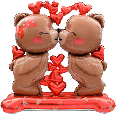 Шар 3D (59''/150 см) Фигура на подставке, Влюбленные мишки, 1 шт. в уп.